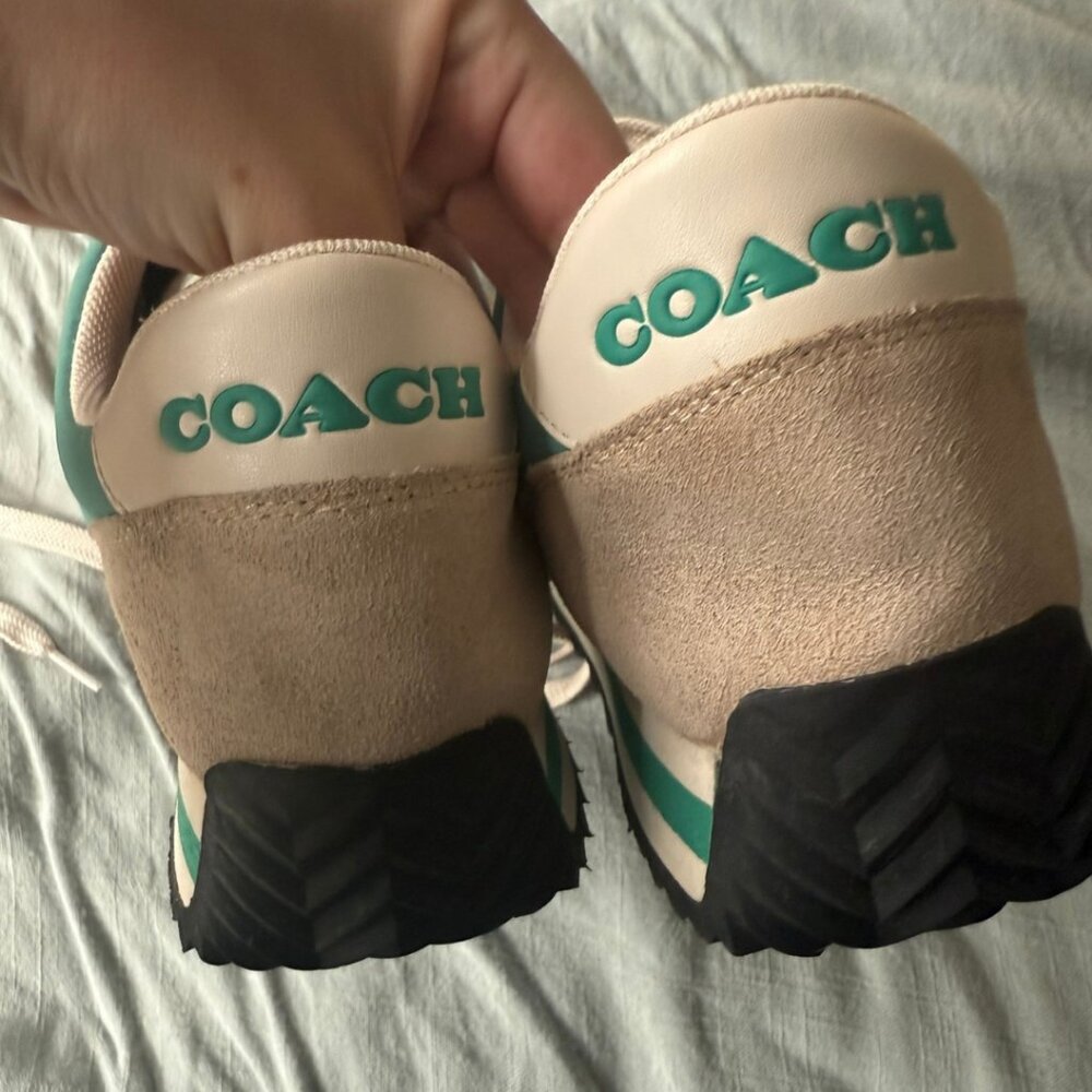 Coach Women's Sneakers in Teal and Beige - Picture 8 of 8